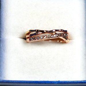 Natural Champagne Diamond ring in vermeil Rose Gold over 915 SS .25ct size 8